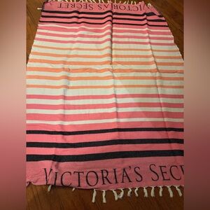 Victoria's Secret Pink and Orange Striped Beach Towel